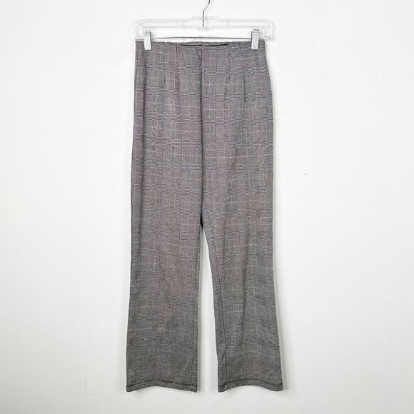 FREE PEOPLE Window Pane Plaid Houndstooth Pull On Academia Style Pants Sz. 4 - Picture 2 of 5